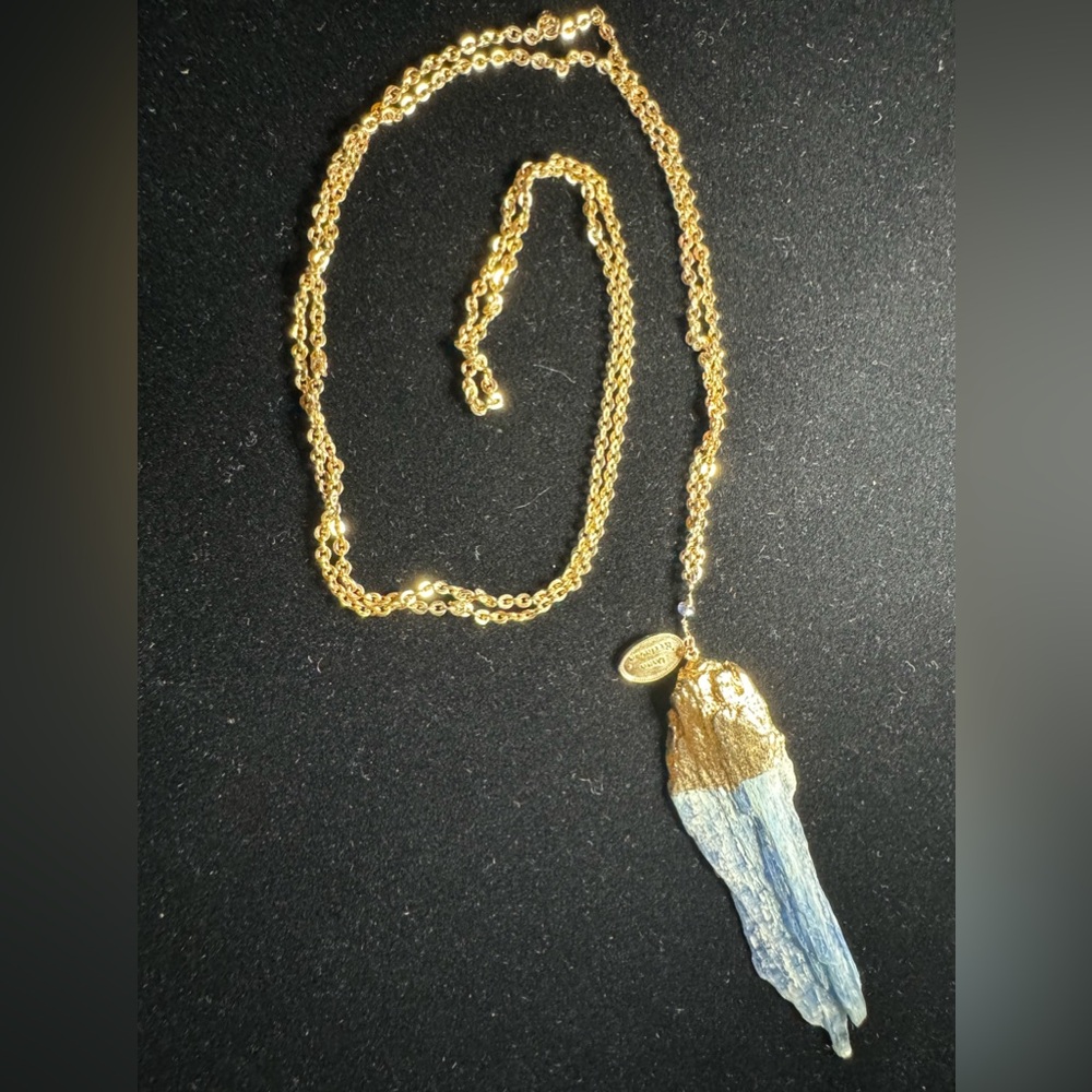 Dara Ettinger Blue Druzy Gold Plate Pendant/Necklace